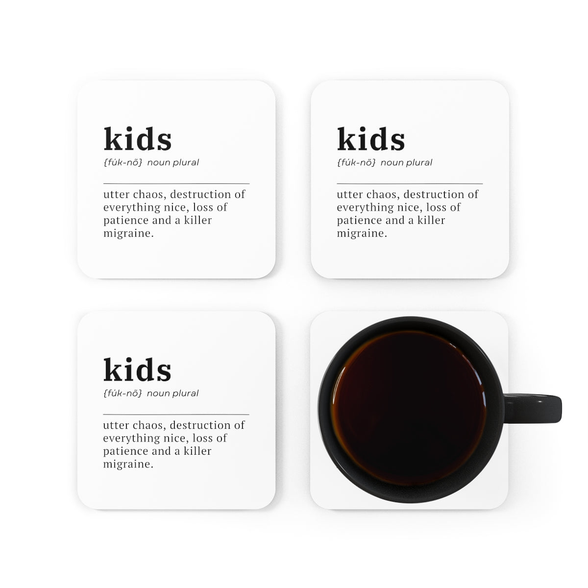Kids Definition 4pc Coaster Set