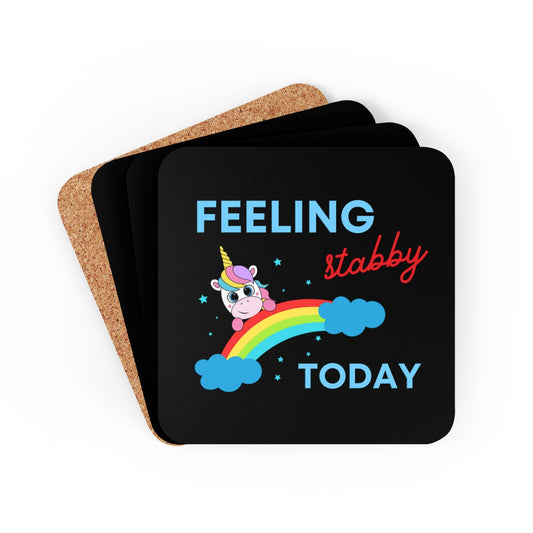 Feeling Stabby Today Unicorn Coasters 4pc Set