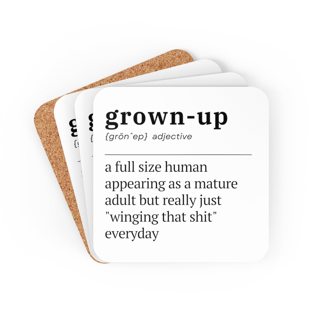 Grown Up Definition Coasters 4pc Set