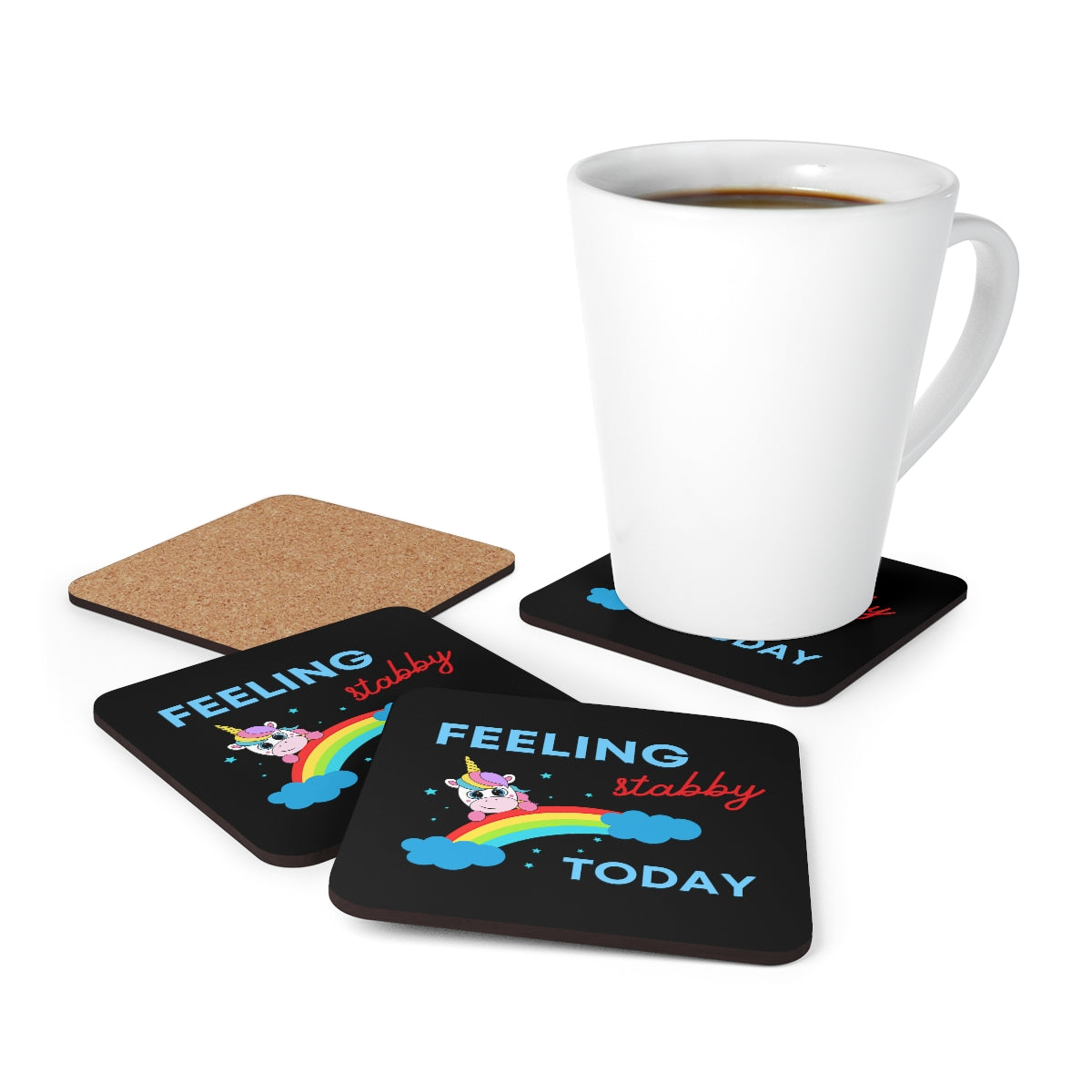 Feeling Stabby Today Unicorn Coasters 4pc Set
