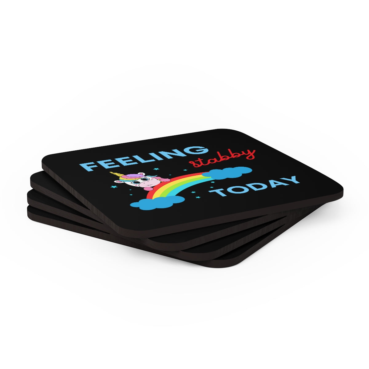 Feeling Stabby Today Unicorn Coasters 4pc Set
