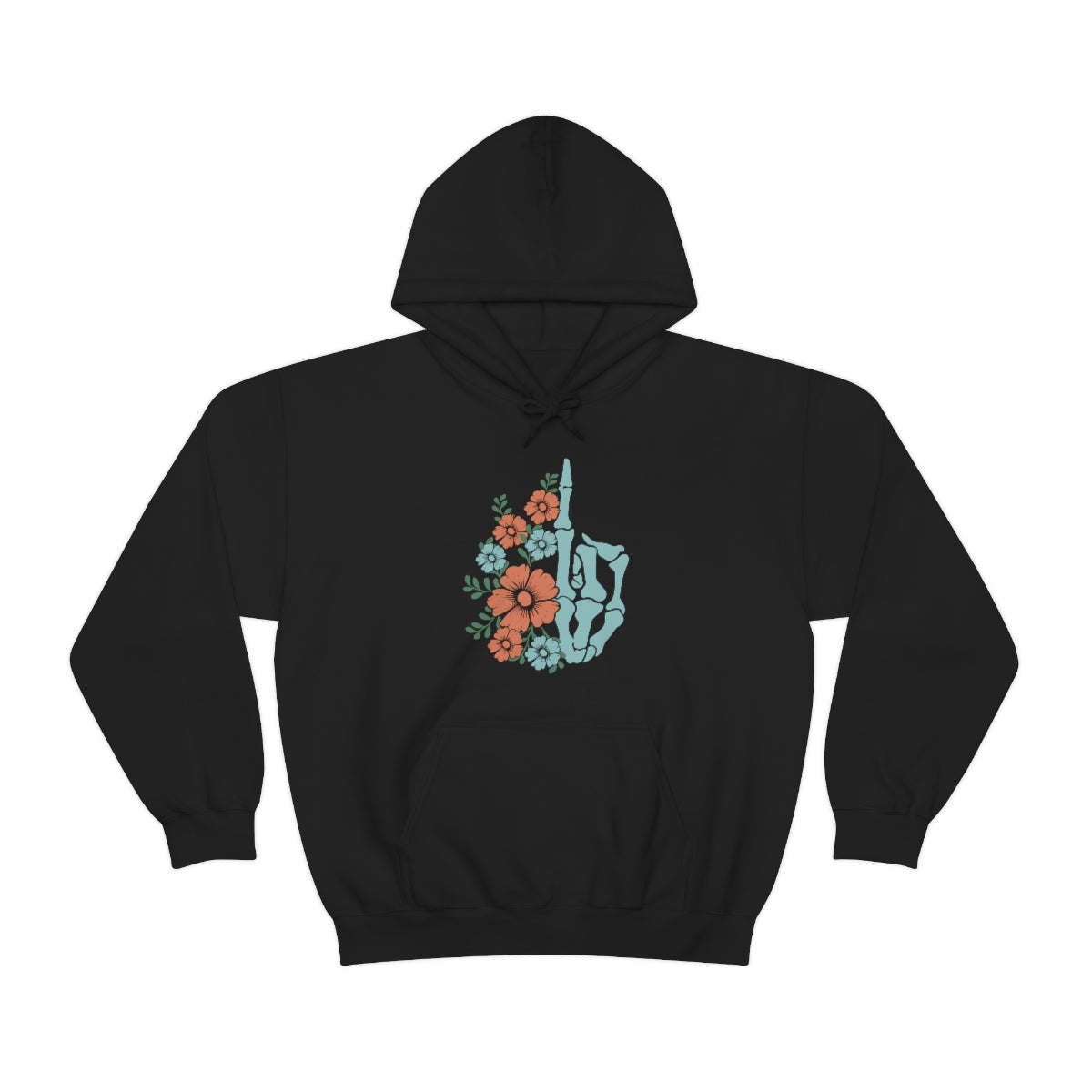 Snark Junkie Floral Middle Finger Hoodie Black
