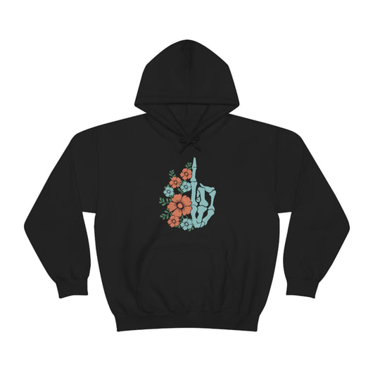 Snark Junkie Floral Middle Finger Hoodie Black