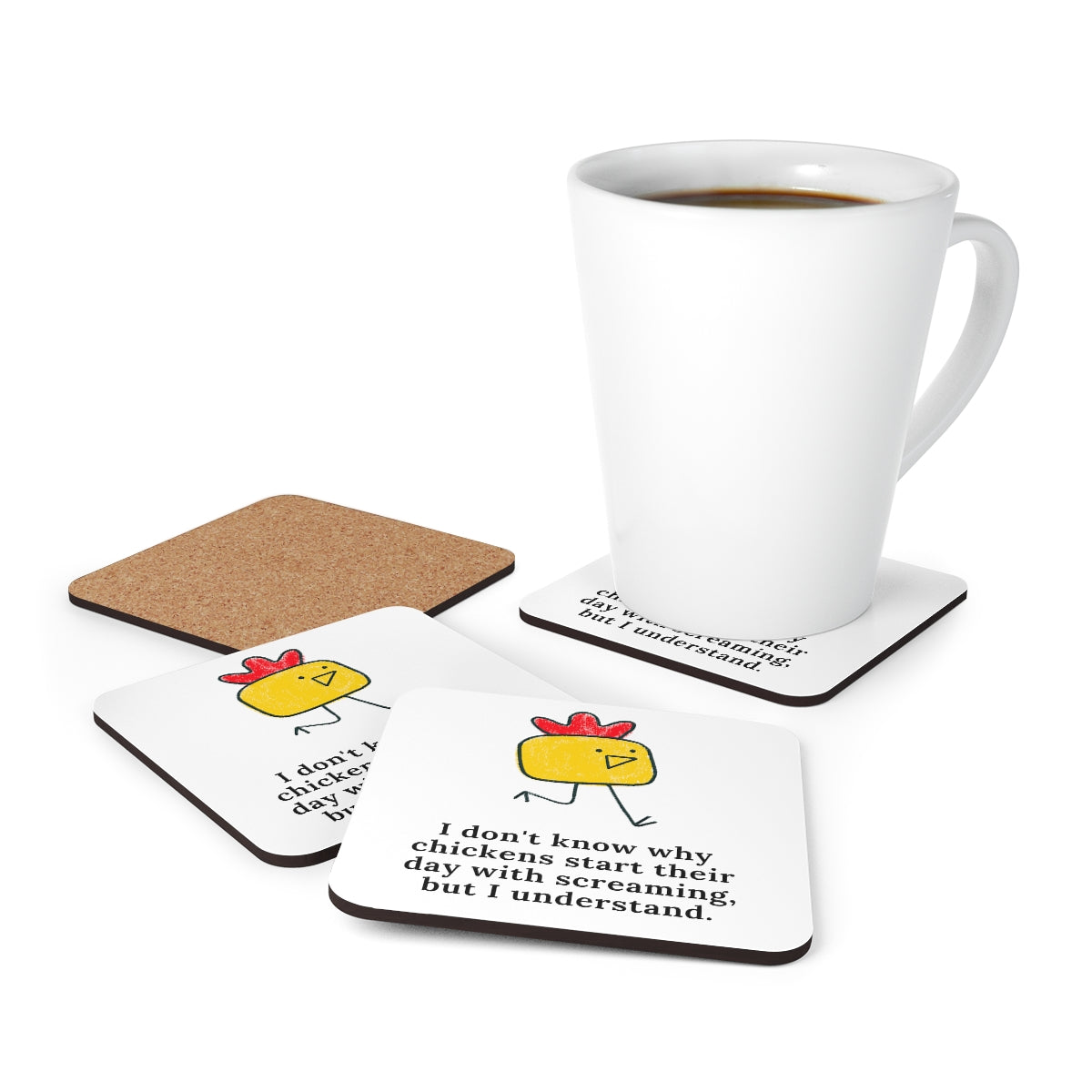 I Don't Know Why Chickens Start Coasters 4pc Set