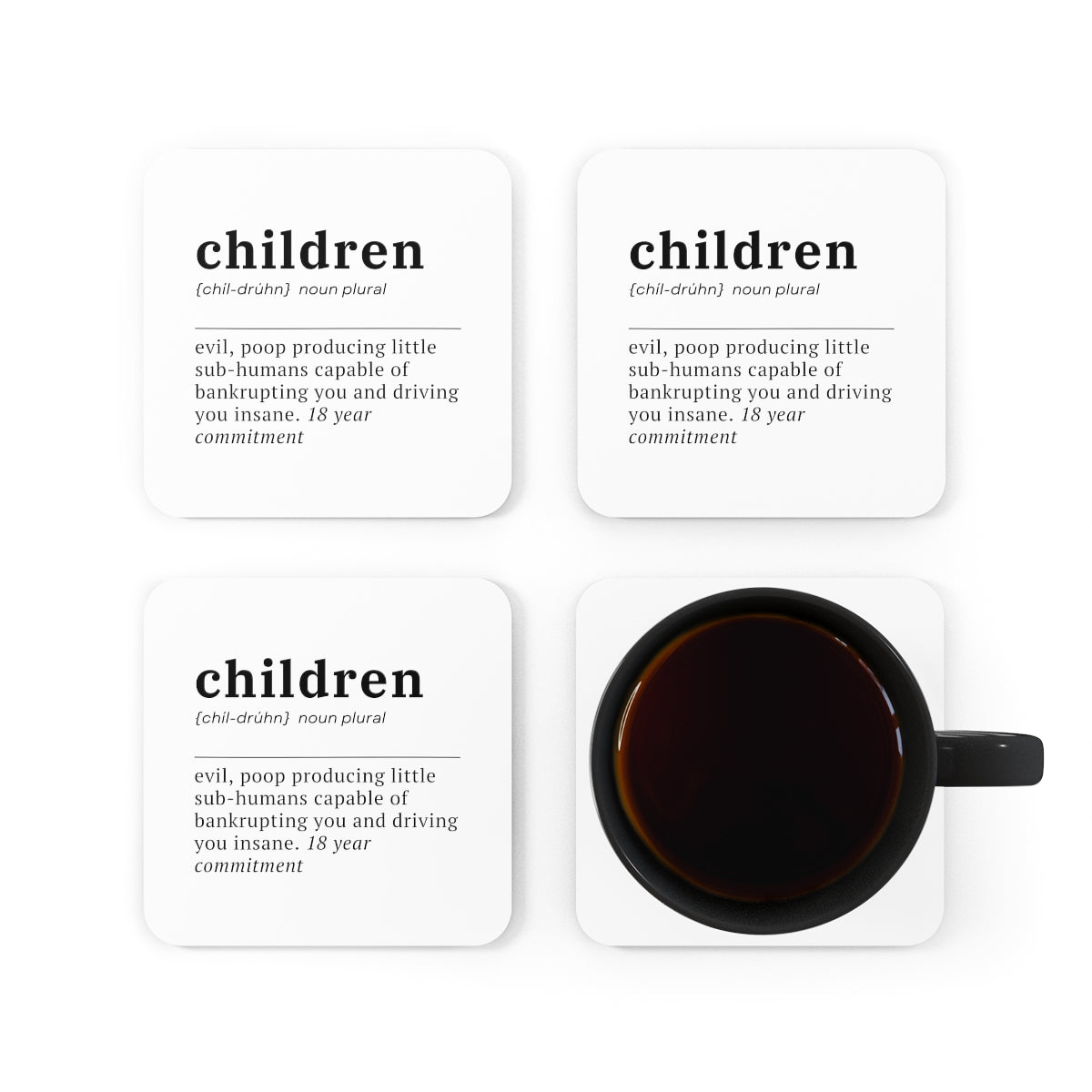 Snark Junkie Children Definition 4pc Coasters Set