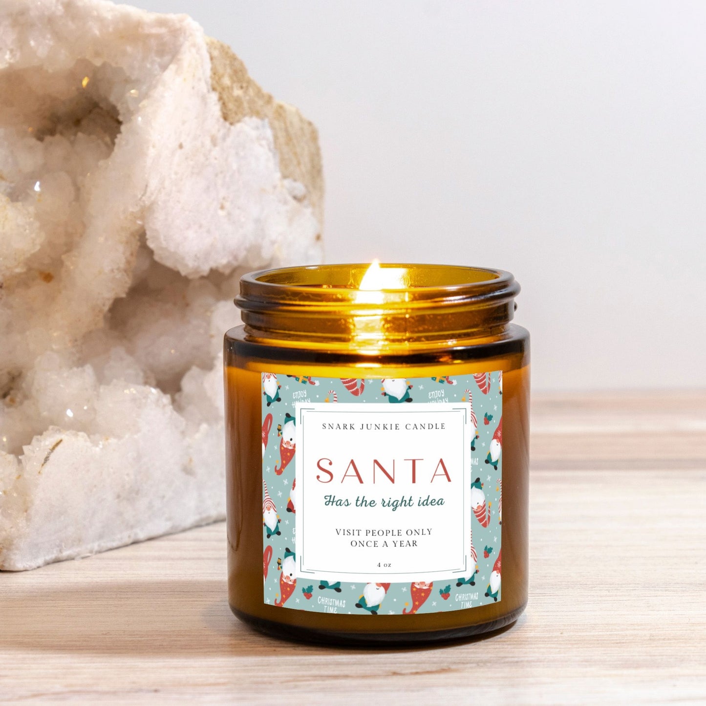 Santa Has The Right Idea Candle Amber Jar 4oz